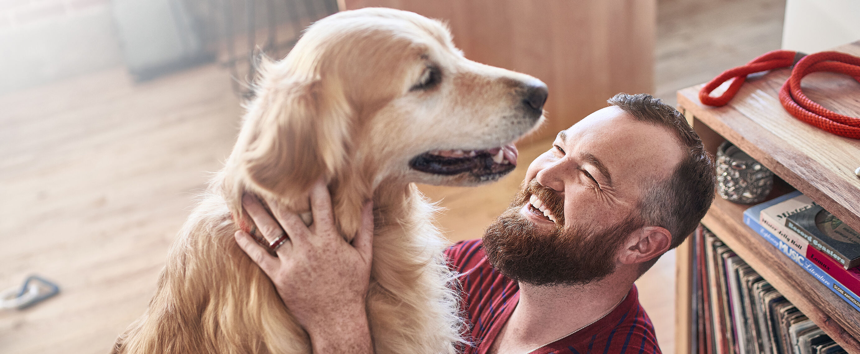 Owner happy to see his dog